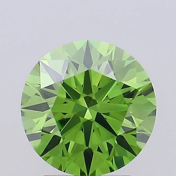 2.00ct Round Lab Grown Diamond (Colour Fancy Vivid Green, Clarity VVS2, Cut ID, IGI Certified)