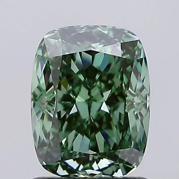 1.50ct Cushion modified Lab Grown Diamond (Colour Fancy Vivid Green, Clarity VS1, IGI Certified)