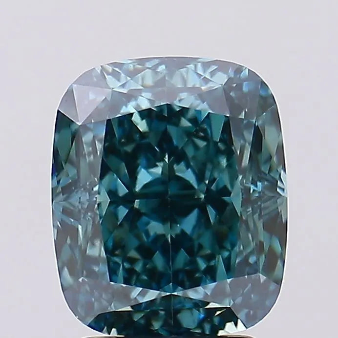 3.14ct Cushion modified Lab Grown Diamond (Colour Fancy Vivid Green, Clarity VVS2, IGI Certified)
