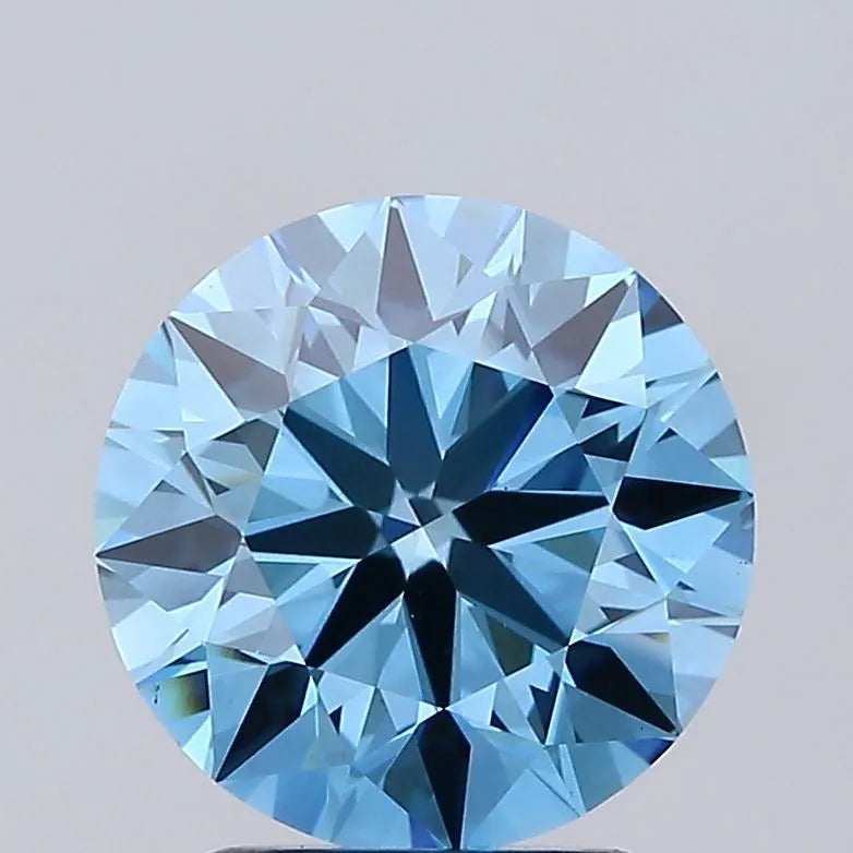 2.69ct Round Lab Grown Diamond (Colour Fancy Vivid Blue, Clarity VS1, Cut ID, IGI Certified)