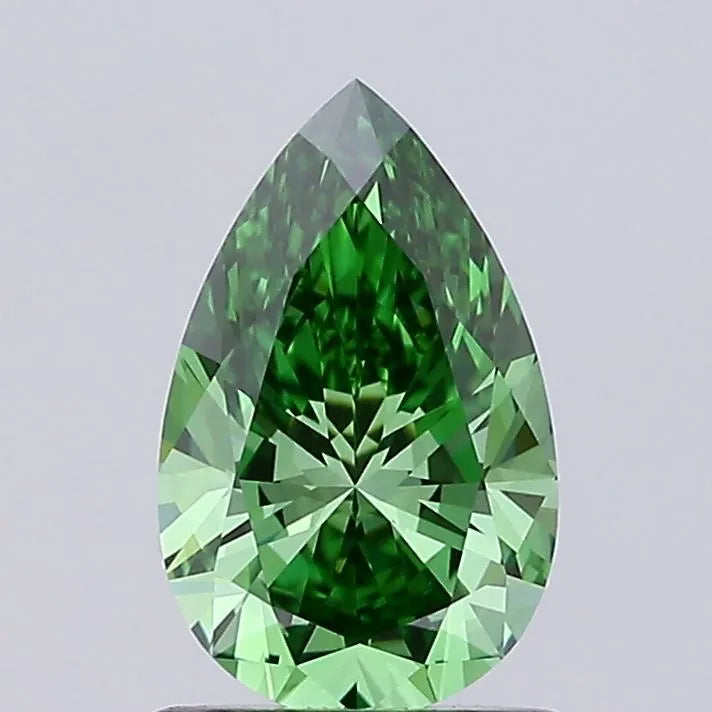 1.06ct Pear Lab Grown Diamond (Colour Fancy Vivid Green, Clarity VVS2, IGI Certified)