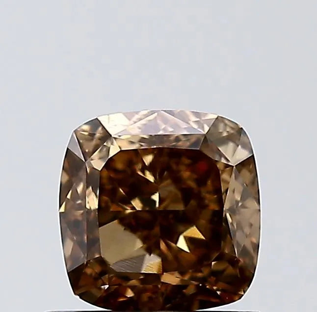 1.00ct Cushion brilliant Natural Diamond (Colour Fancy Dark Yellowish Brown, Clarity VS2, GIA Certified)