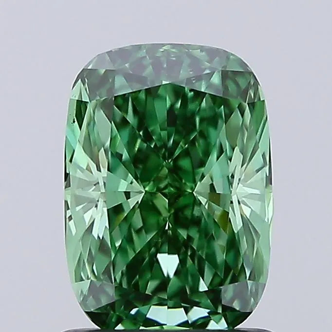 1.00ct Cushion modified Lab Grown Diamond (Colour Fancy Vivid Green, Clarity VS2, IGI Certified)
