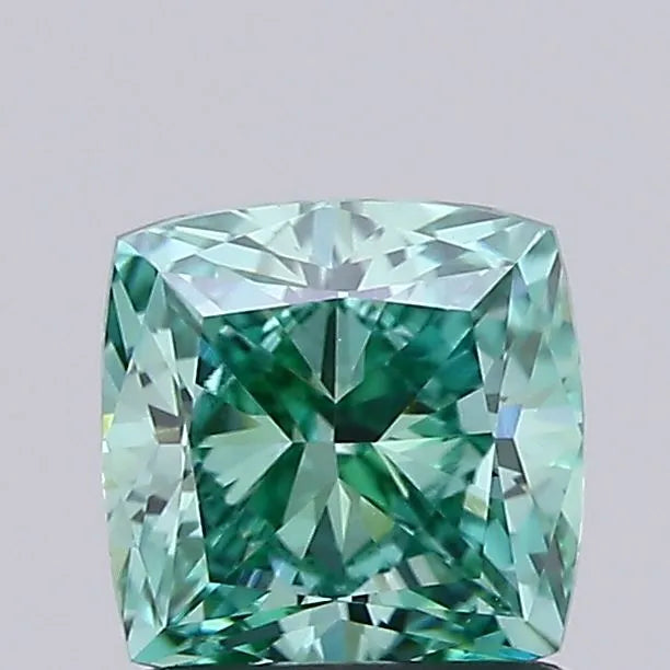 1.00ct Cushion modified Lab Grown Diamond (Colour Fancy Vivid Green, Clarity VVS1, IGI Certified)