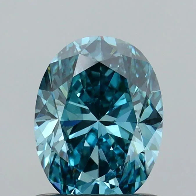 1.00ct Oval Lab Grown Diamond (Colour Fancy Vivid Greenish Blue, Clarity VS1, IGI Certified)