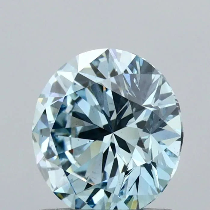 1.00ct Round Lab Grown Diamond (Colour Fancy Vivid Blue, Clarity VS2, Cut EX, IGI Certified)