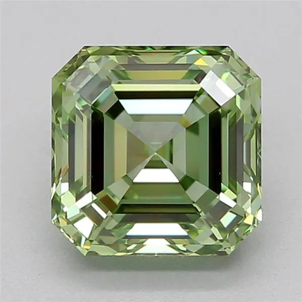 1.01ct Asscher Lab Grown Diamond (Colour Fancy Vivid Green, Clarity VVS2, IGI Certified)