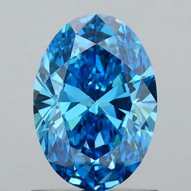 1.01ct Oval Lab Grown Diamond (Colour Fancy Vivid Blue, Clarity VVS2, IGI Certified)