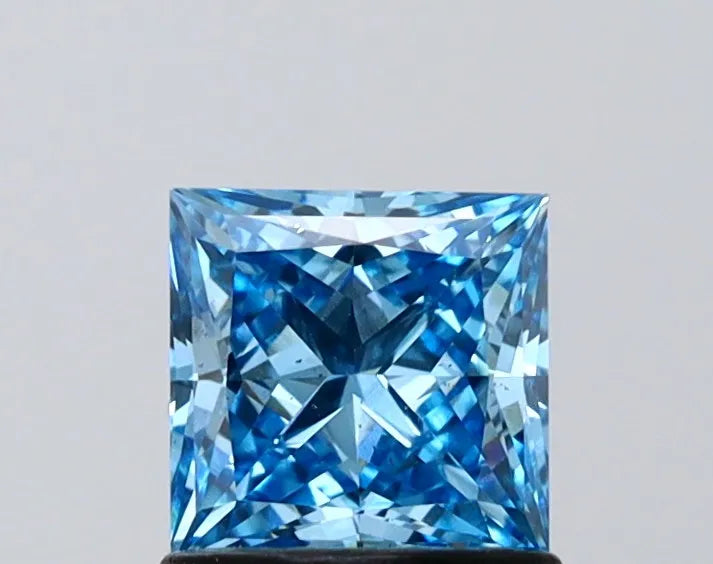 1.01ct Princess Lab Grown Diamond (Colour Fancy Vivid Blue, Clarity VS2, IGI Certified)