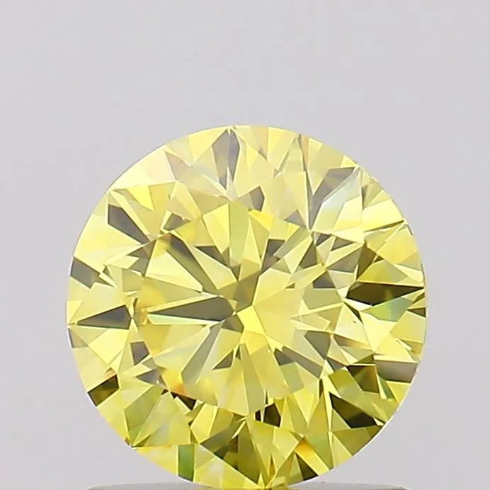 1.01ct Round Lab Grown Diamond (Colour Fancy Vivid Yellow, Clarity VVS2, Cut ID, IGI Certified)