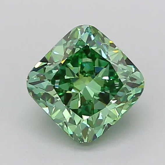 1.02ct Cushion modified Lab Grown Diamond (Colour Fancy Vivid Green, Clarity VVS2, IGI Certified)