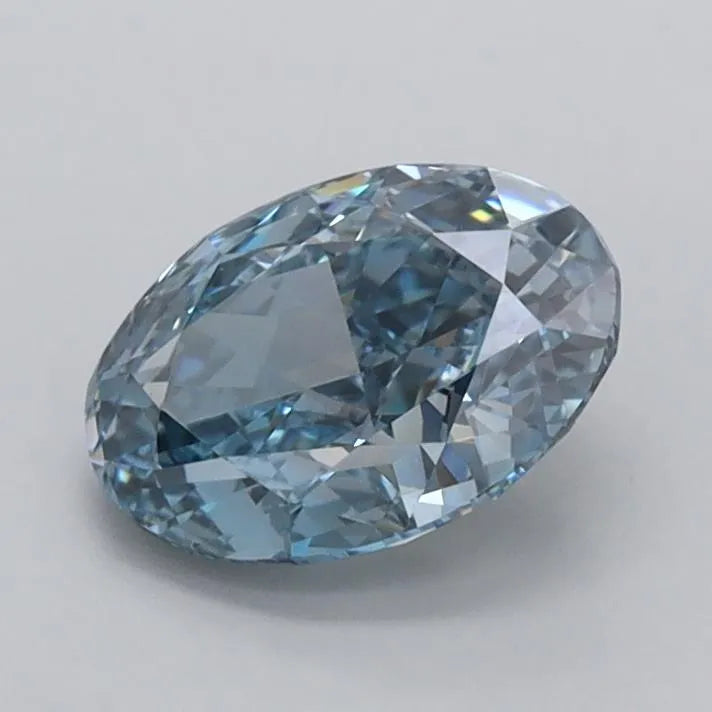 1.02ct Oval Lab Grown Diamond (Colour Fancy Vivid Blue, Clarity VVS2, IGI Certified)