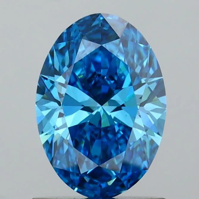 1.03ct Oval Lab Grown Diamond (Colour Fancy Vivid Blue, Clarity VVS2, IGI Certified)