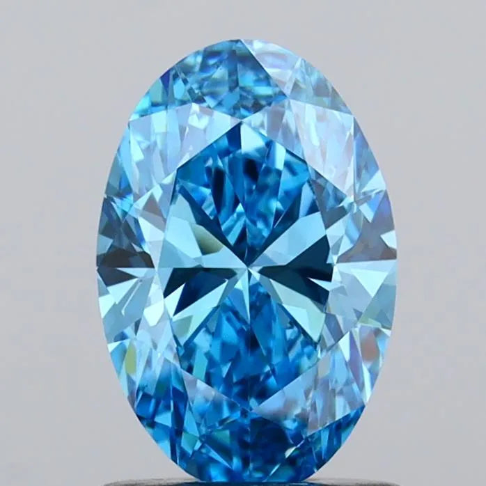 1.03ct Oval Lab Grown Diamond (Colour Fancy Vivid Blue, Clarity VVS2, IGI Certified)
