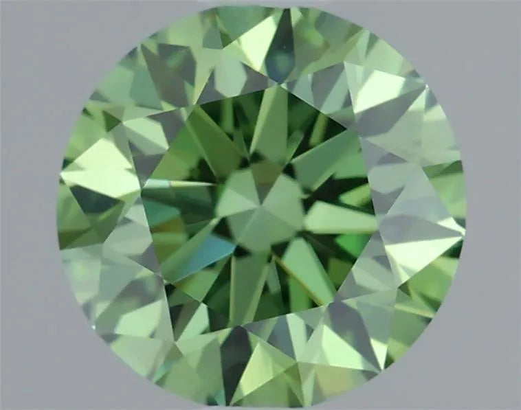 1.05ct Round Lab Grown Diamond (Colour Fancy Vivid Green, Clarity VVS2, Cut EX, IGI Certified)