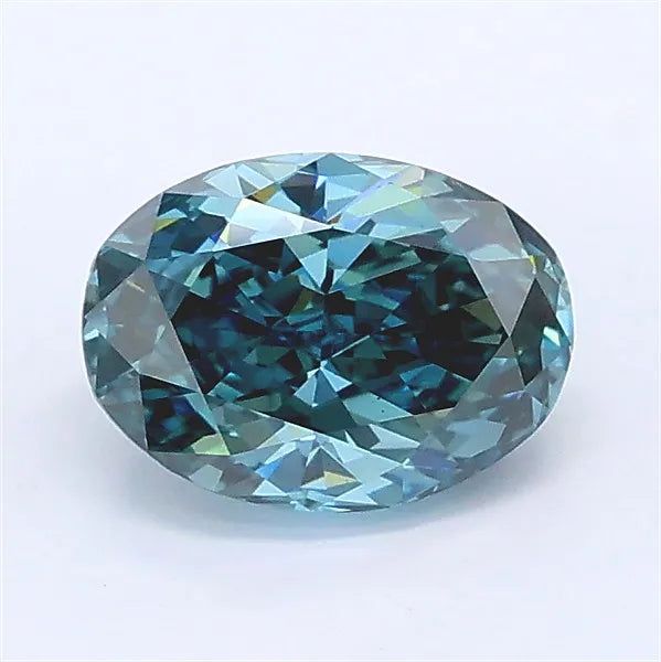 1.06ct Oval Lab Grown Diamond (Colour Fancy Vivid Greenish Blue, Clarity VS1, IGI Certified)