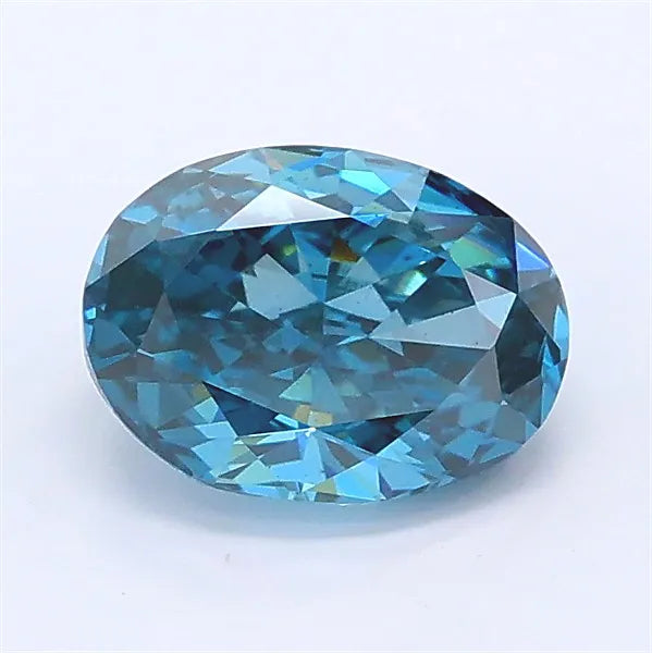 1.08ct Oval Lab Grown Diamond (Colour Fancy Vivid Greenish Blue, Clarity VS2, IGI Certified)