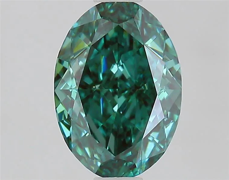 1.09ct Oval Lab Grown Diamond (Colour Fancy Vivid Blueish Green, Clarity VVS2, IGI Certified)