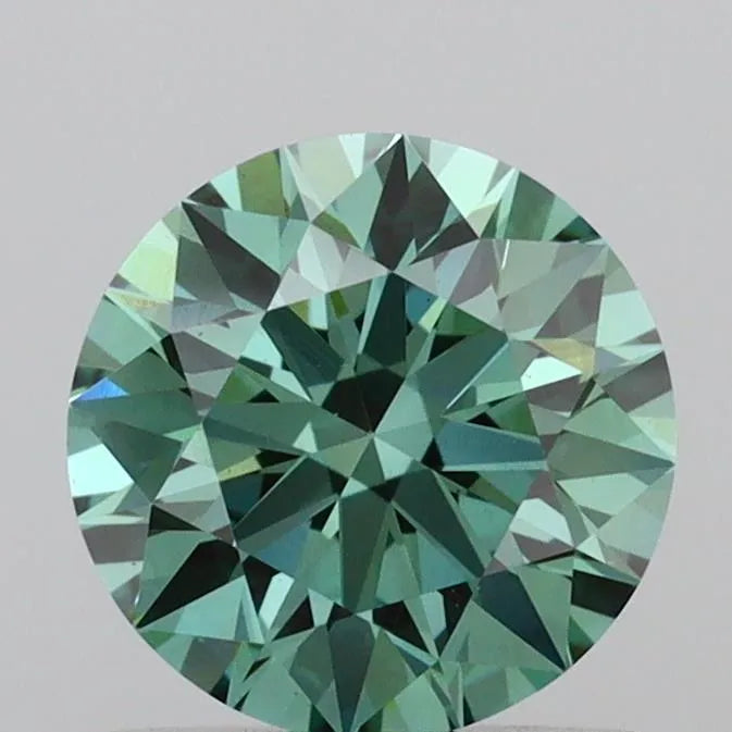 1.09ct Round Lab Grown Diamond (Colour Fancy Vivid Green, Clarity VVS2, Cut ID, IGI Certified)