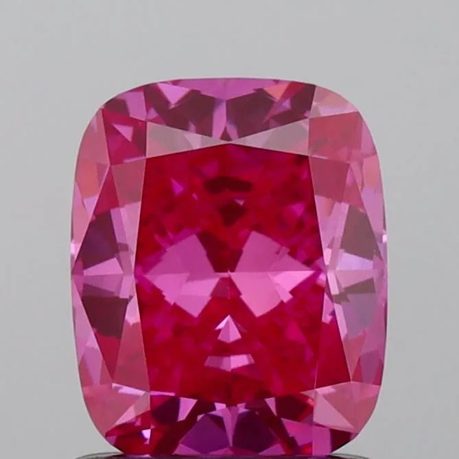 1.12ct Cushion brilliant Lab Grown Diamond (Colour Fancy Vivid Pink, Clarity VVS2, IGI Certified)