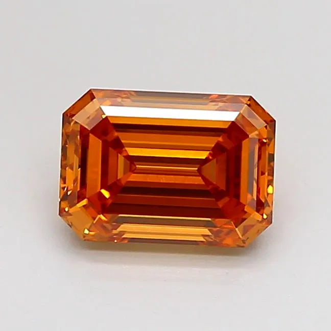 1.12ct Emerald Lab Grown Diamond (Colour Fancy Vivid Orange, Clarity VVS2, IGI Certified)