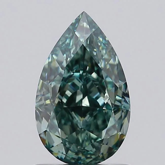 1.15ct Pear Lab Grown Diamond (Colour Fancy Vivid Green, Clarity VVS2, IGI Certified)