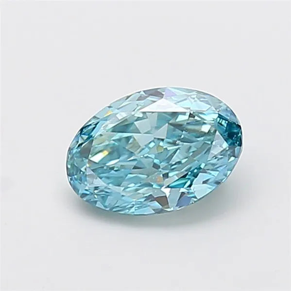 1.21ct Oval Lab Grown Diamond (Colour Fancy Vivid Greenish Blue, Clarity VS1, IGI Certified)
