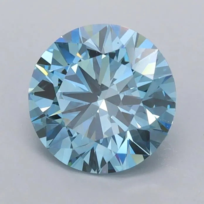 1.23ct Round Lab Grown Diamond (Colour Fancy Vivid Blue, Clarity VVS1, Cut ID, IGI Certified)