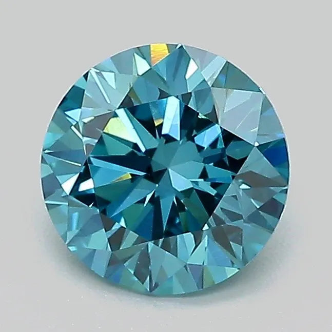 1.24ct Round Lab Grown Diamond (Colour Fancy Vivid Blue, Clarity VVS2, Cut ID, IGI Certified)