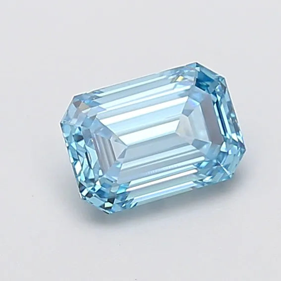 1.25ct Emerald Lab Grown Diamond (Colour Fancy Vivid Blue, Clarity VVS2, IGI Certified)