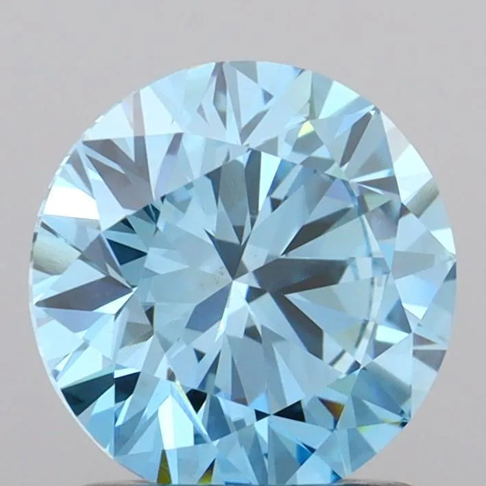 1.25ct Round Lab Grown Diamond (Colour Fancy Vivid Blue, Clarity VS2, Cut EX, IGI Certified)