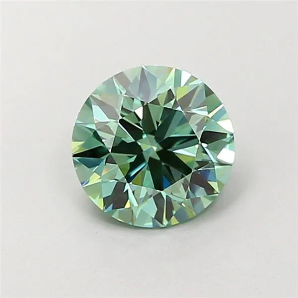 1.25ct Round Lab Grown Diamond (Colour Fancy Vivid Green, Clarity VVS2, Cut ID, IGI Certified)