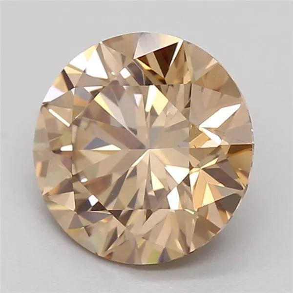 1.26ct Round Lab Grown Diamond (Colour Fancy Light Brown, Clarity VS1, Cut ID, IGI Certified)