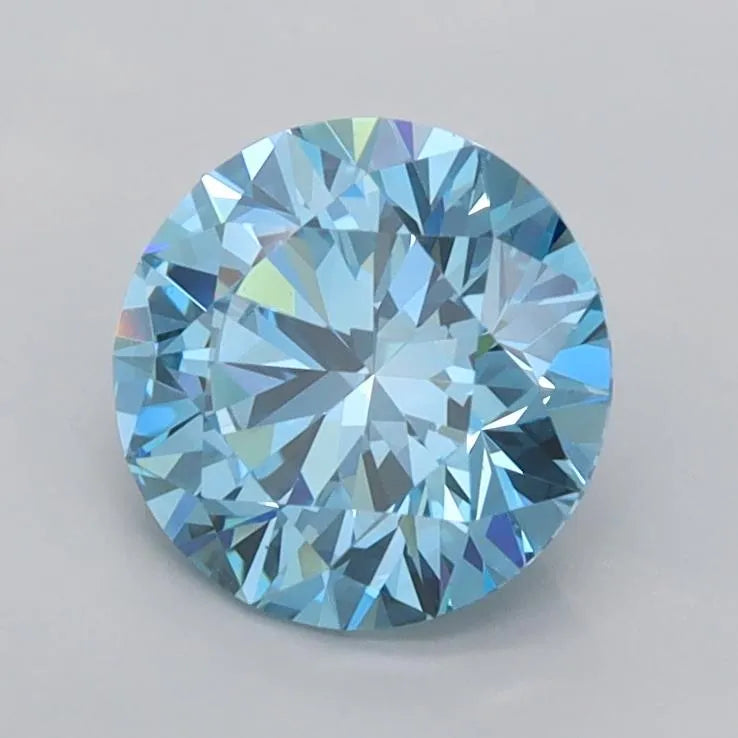 1.26ct Round Lab Grown Diamond (Colour Fancy Vivid Blue, Clarity VVS2, Cut ID, IGI Certified)