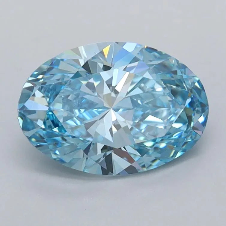 1.27ct Oval Lab Grown Diamond (Colour Fancy Vivid Blue, Clarity VVS2, IGI Certified)