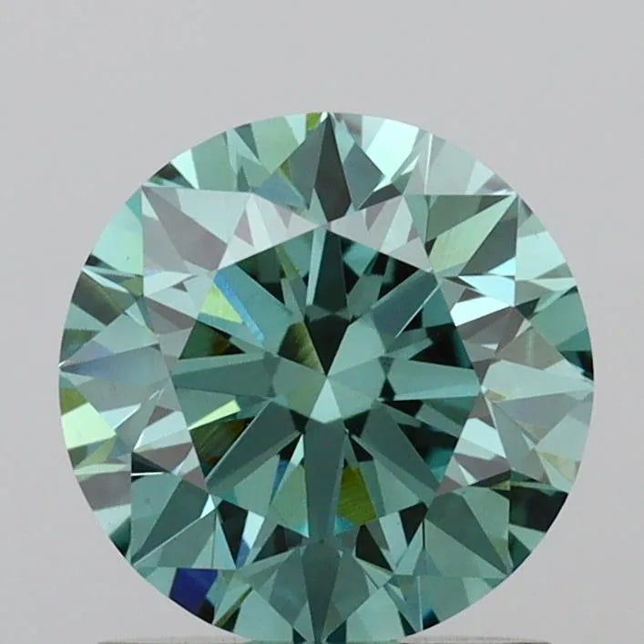 1.27ct Round Lab Grown Diamond (Colour Fancy Vivid Green, Clarity VVS2, Cut ID, IGI Certified)