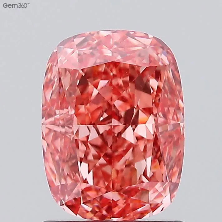 1.38ct Cushion brilliant Lab Grown Diamond (Colour Fancy Vivid Pink, Clarity VS1, IGI Certified)