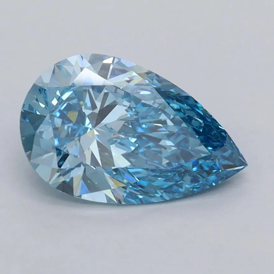 1.40ct Pear Lab Grown Diamond (Colour Fancy Vivid Blue, Clarity VVS2, IGI Certified)