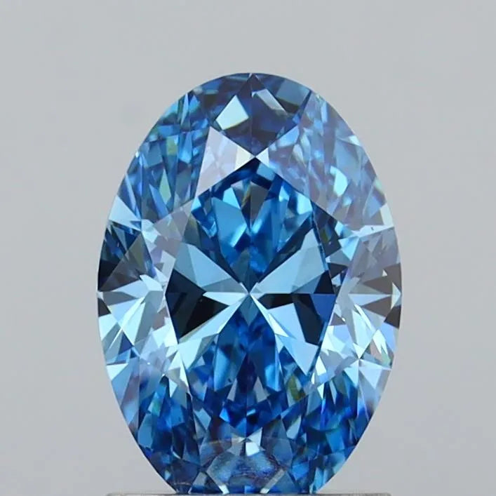 1.45ct Oval Lab Grown Diamond (Colour Fancy Vivid Blue, Clarity VVS2, IGI Certified)
