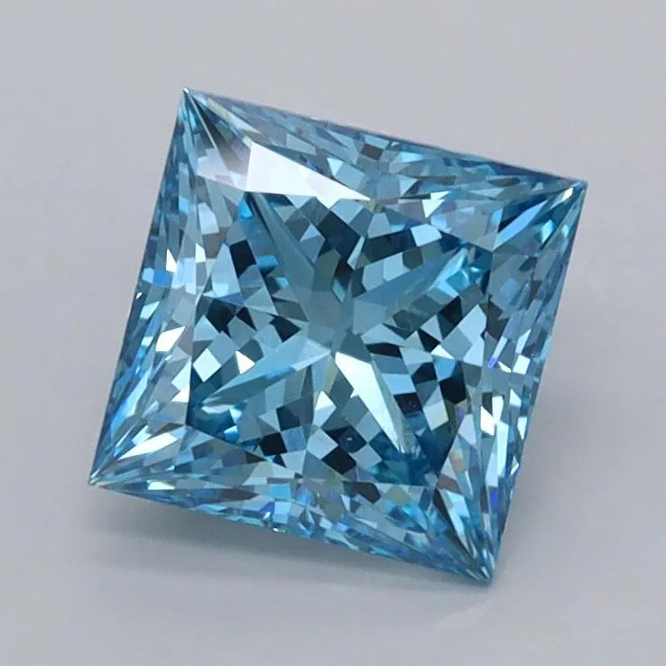 1.46ct Princess Lab Grown Diamond (Colour Fancy Vivid Blue, Clarity VVS2, IGI Certified)