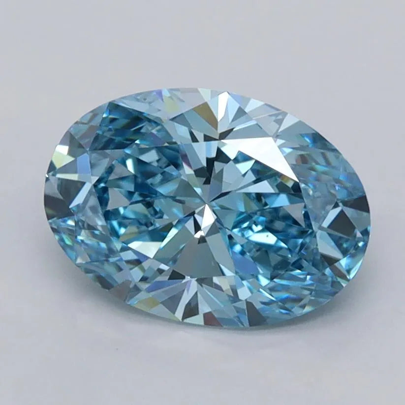 1.50ct Oval Lab Grown Diamond (Colour Fancy Vivid Blue, Clarity VVS2, IGI Certified)