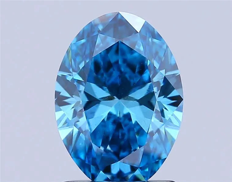 1.50ct Oval Lab Grown Diamond (Colour Fancy Vivid Blue, Clarity VVS2, IGI Certified)