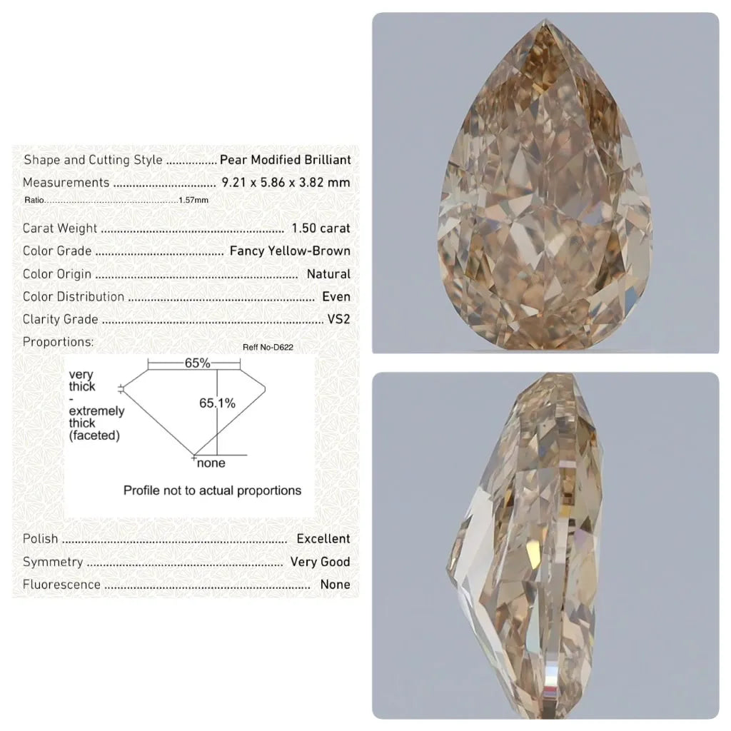 1.50ct Pear Natural Diamond (Colour Fancy, Clarity VS2, GIA Certified)