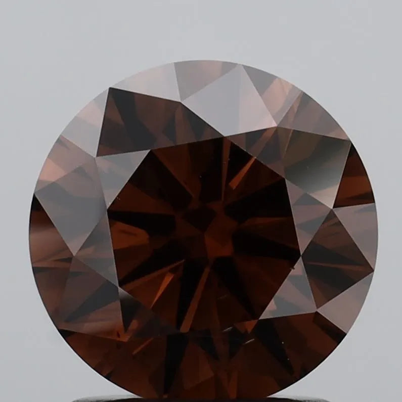 1.50ct Round Lab Grown Diamond (Colour Fancy Orangey Brown, Clarity VS2, Cut ID, IGI Certified)
