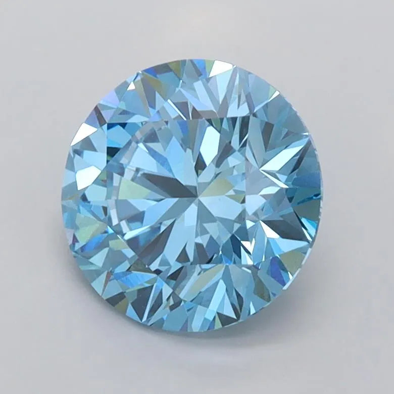 1.50ct Round Lab Grown Diamond (Colour Fancy Vivid Blue, Clarity VVS2, Cut ID, IGI Certified)