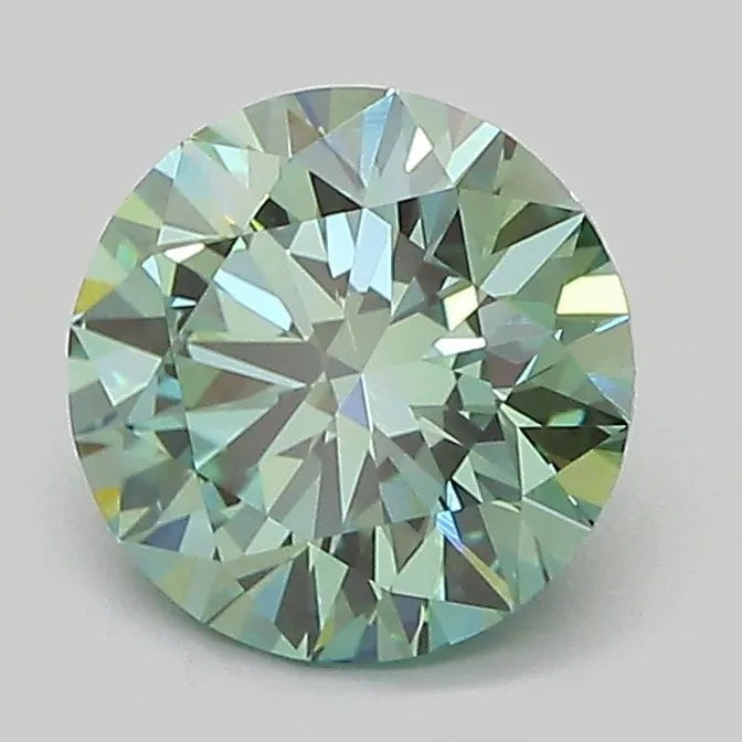 1.50ct Round Lab Grown Diamond (Colour Fancy Vivid Green, Clarity VVS2, Cut ID, IGI Certified)