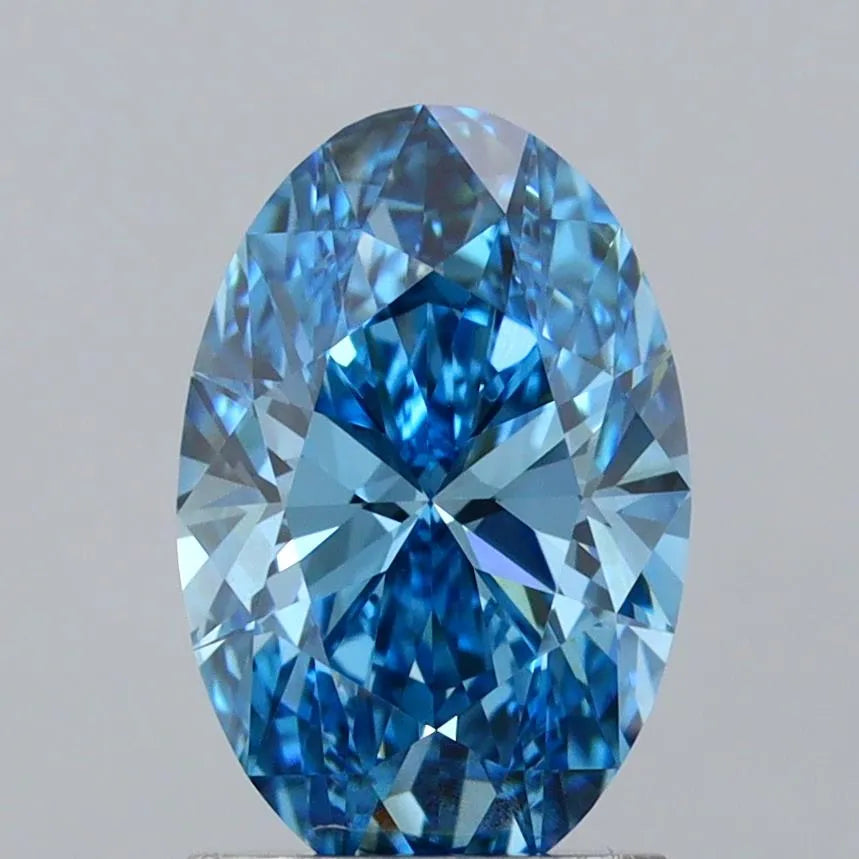 1.51ct Oval Lab Grown Diamond (Colour Fancy Vivid Blue, Clarity VVS2, IGI Certified)