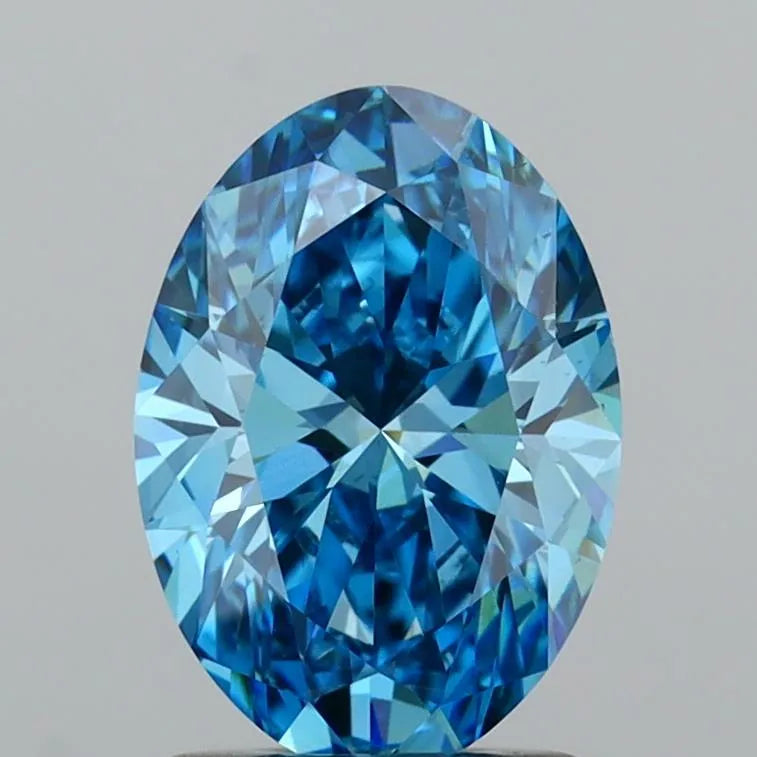 1.52ct Oval Lab Grown Diamond (Colour Fancy Vivid Blue, Clarity VS2, IGI Certified)