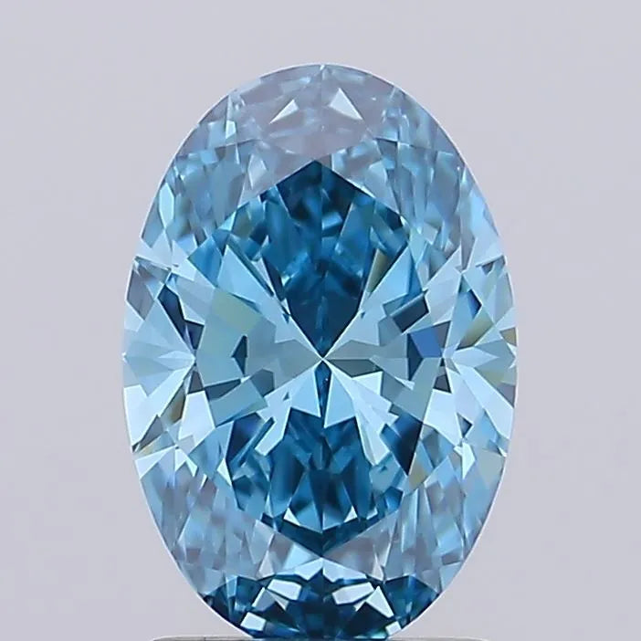 1.52ct Oval Lab Grown Diamond (Colour Fancy Vivid Blue, Clarity VVS1, IGI Certified)