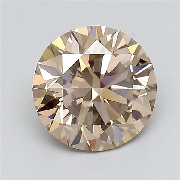 1.52ct Round Lab Grown Diamond (Colour Fancy Light Brown, Clarity VVS2, Cut EX, IGI Certified)